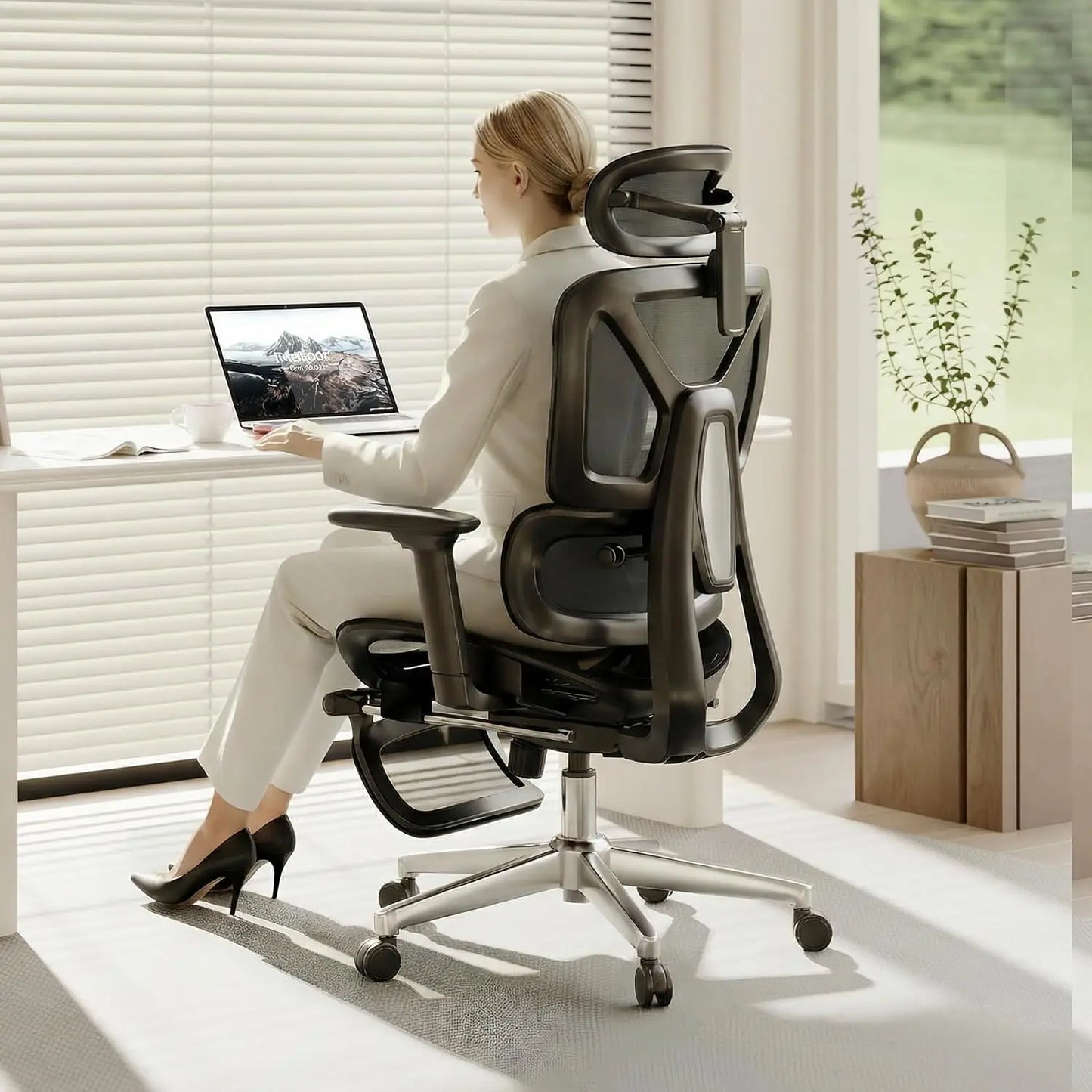 Premium Ergonomic Office Chair,3D Adjustable Armrests,Dynamic Lumbar Support,Recline Tilt & Footrest, Custom