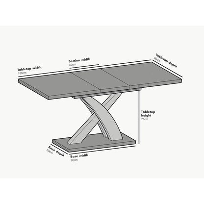 High Gloss White Extendable Dining Table 6 to 8-Seater with Stainless Steel Base
