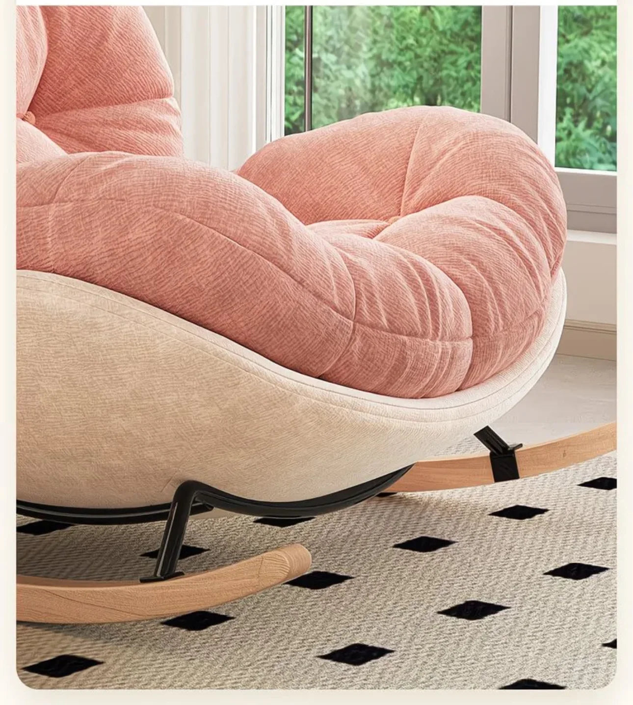 Eggshell Rocking Chair for Home Living Room Single Sofa Lazy Chair Balcony Leisure Chair Girls Pink Rocking Chair