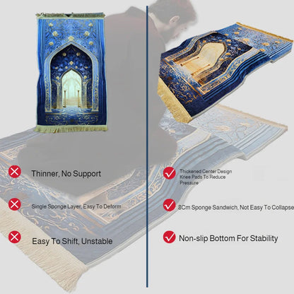 Prayer Rug Living Room Prayer Mat 70*110cm Muslim Islamic Prayer Rug, Carpet Mat, Kneeling Poly Mat with Vintage Pattern, Tassel
