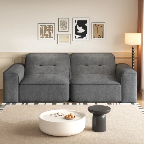 U-Shaped Sectional Sofa, Convertible Modular Couch with Double Chaise, 4-Seater Living Room Furniture, Black