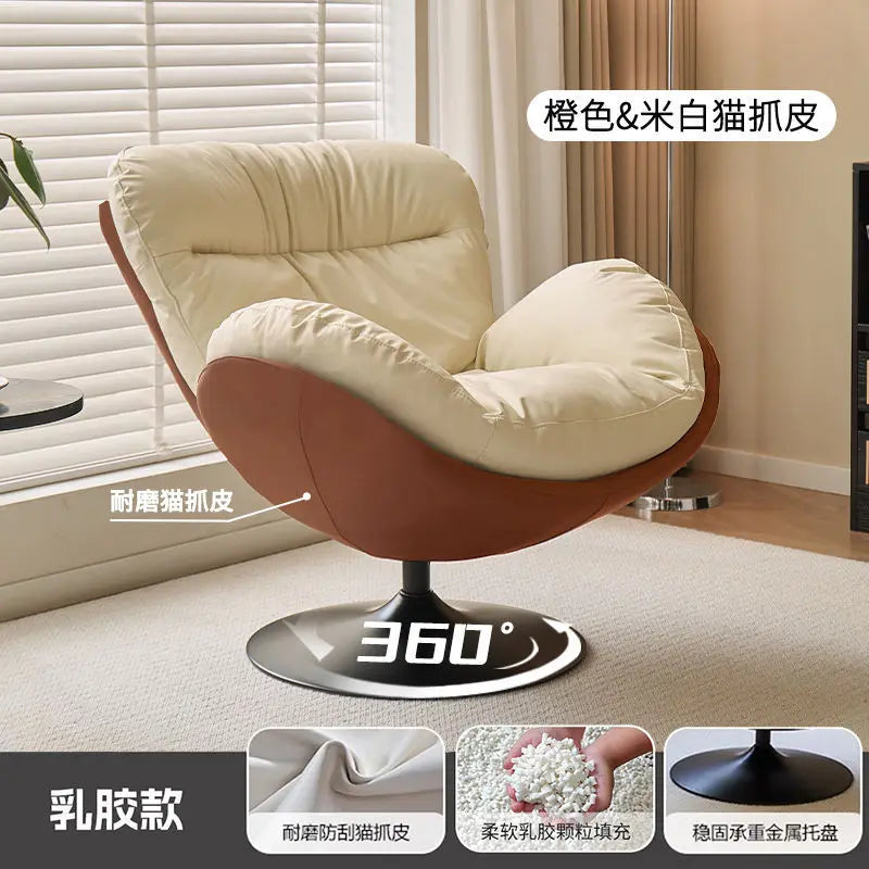 Nordic Luxury 360 Degree Rotating Egg Lazy Rocking Chair Leisure Single Sofa for Balcony Living Room Comfortable Relax Lounge