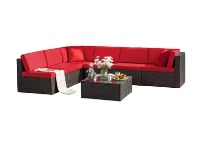 Patio Furniture Sectional Set Outdoor Lawn Conversation Sets,make you comfortable whether you are sitting or lying down