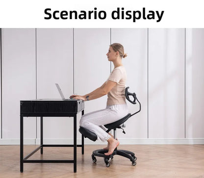 Kneeling Chair Adult Ergonomic Correction Chair Saddle Chair Double Cushion Adjustable Anti-Hunchback Position Learning