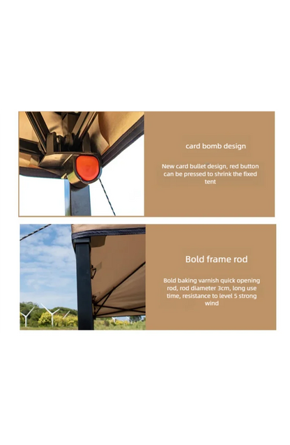 Outdoor pop-up canopy Gazebo Tent beach camping instant canopy 10x10 feet (khaki color) Convenient to carry withWith tugboat bag