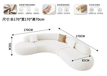 L-shaped corner curved special-shaped sofa small apartment beauty salon hotel office lobby lounge area reception