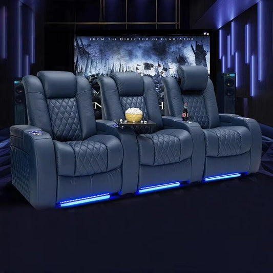Multifunctional Electric Recliner Home Theater Living Room Sofa Genuine Leather Couch Nordic Cinema Modern Relax Massage Chair