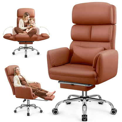 Big and Tall Office Chair 500LBS, Ergonomic High Back Leather Executive Chair, Reclining Swivel with Adjustable, Customized