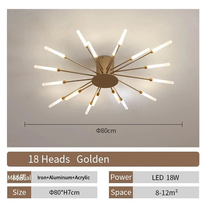 Living Room Light LED Ceiling Lamp Modern Indoor Lighting Acrylic Nordic Creative Fan-shaped Bedroom Fixture Home Decor Kid Room