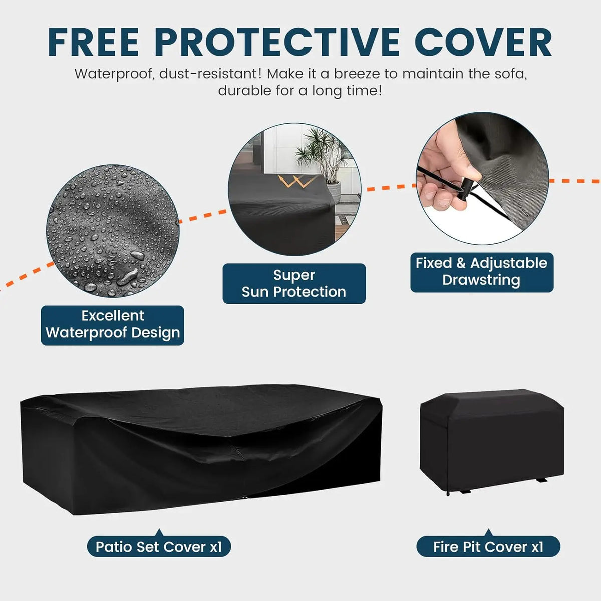 7-piece outdoor wicker sectional sofa set with fire pit table and coffee table