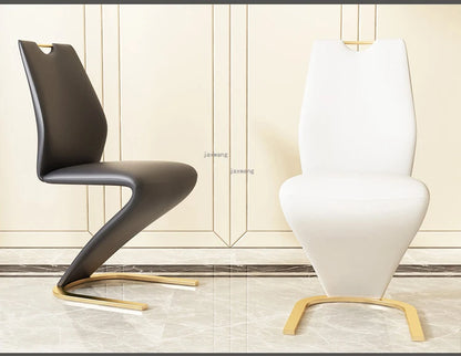 Nordic Stainless Steel Dining Chairs 2pcs Modern Casual Leather Kitchen Furniture Dining Chair Home Backrest Negotiation Chair K