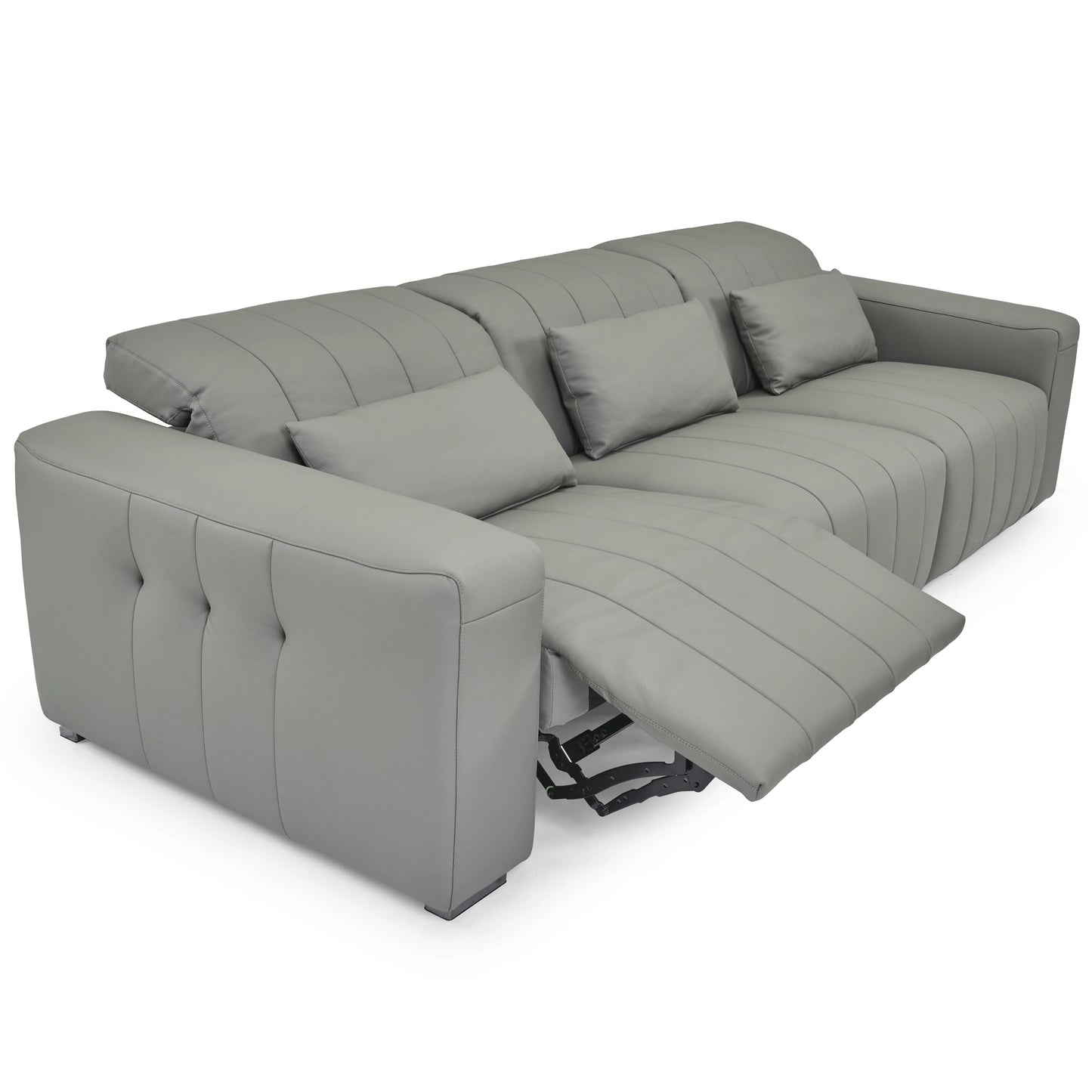 Dark Grey Genuine Leather Sectional Couches Luxury Electric Reclining Living Room Sofa