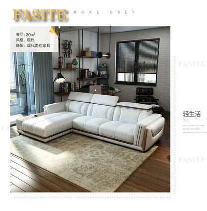 Italian leather sofa set, living room furniture, leather sofa with air purifier and Bluetooth speaker, Modernos Para Sala large