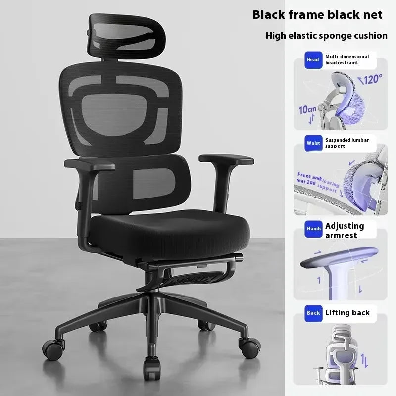 Ergonomic Office Chair with Lumbar Support Adjustable 3D Armrests Recline Tilt Function Mesh Seat for Home Office