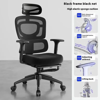 Ergonomic Office Chair with Lumbar Support Adjustable 3D Armrests Recline Tilt Function Mesh Seat for Home Office