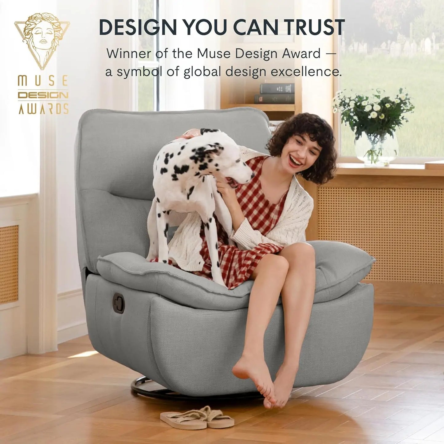 XRC7 Swivel Rocker Recliner Chair, 360° Swivel Oversized Armless Recliner with Oeko-TEX Certified Three-Proof, Customized