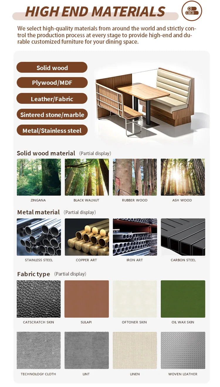 Durable Industrial Wood Cafe Restaurant Furniture Bistro Table Set Canteen Booth Seating Sofa