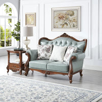 American leather sofa all solid wood combination living room European double triple sofa