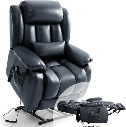 Recliner Chair for Adults, Dual Motor Power Lift Chair, Infinite Position, Lay Flat Lift, Massage and Heating, Exten