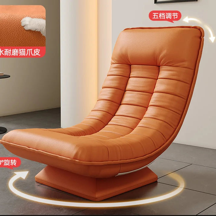 Fashion single sofa chair rotatable Italian light luxury living room balcony casual reclining sofa moon swivel chair