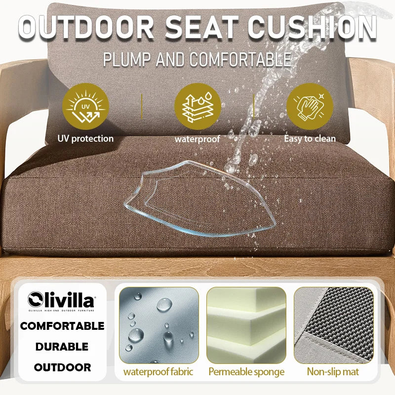Leisure Open-air Courtyard Sofa Teak Villa Homestay Hotel Modern Outdoor Furniture Combination Waterproof Garden Wooden Sofa Set