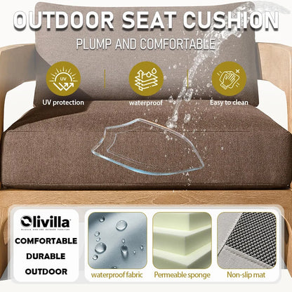 Leisure Open-air Courtyard Sofa Teak Villa Homestay Hotel Modern Outdoor Furniture Combination Waterproof Garden Wooden Sofa Set
