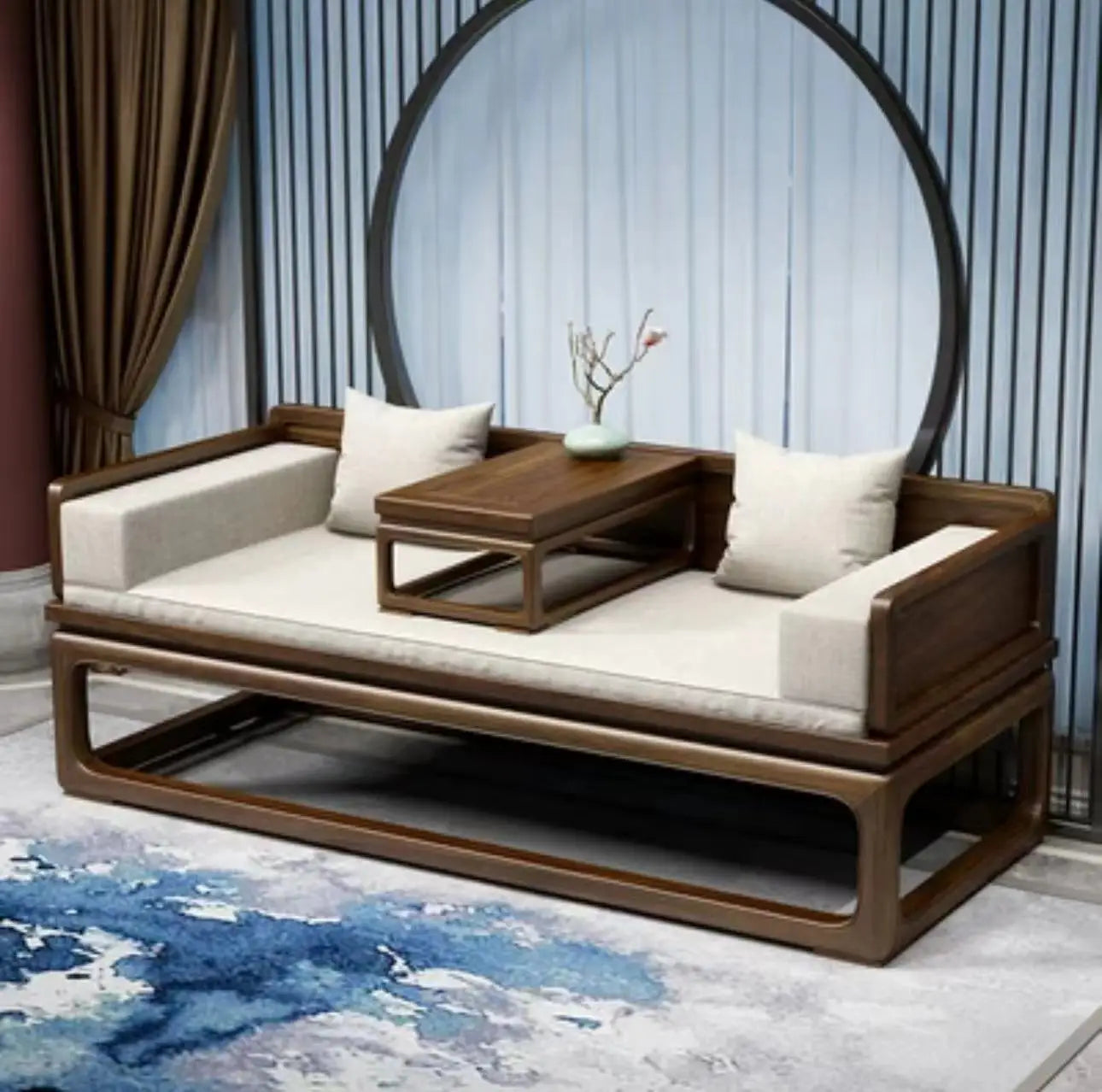 Han Solid Wood New Chinese Sofa Combination Living Room Zen Bed Hotel Homestay Push