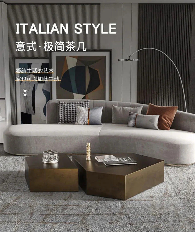 Nordic Stainless Steel Coffee Tables for Living Room Furniture Sofa Side Table Household Small Apartment Designer Coffee Table