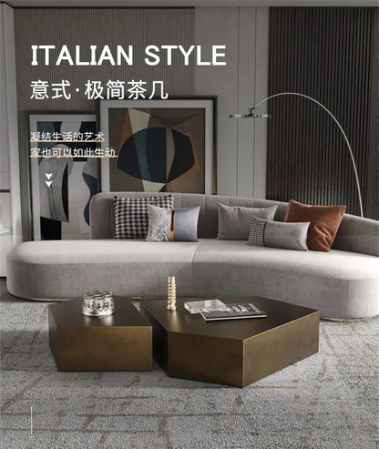 Nordic Stainless Steel Coffee Tables for Living Room Furniture Sofa Side Table Household Small Apartment Designer Coffee Table