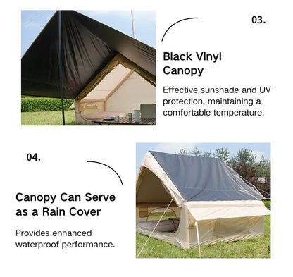 6.3+6 Square Meters Camping Tent with Canopy Electric Air Tent Camping Equipment Inflatable Tent Sun Protection Seaside Beach