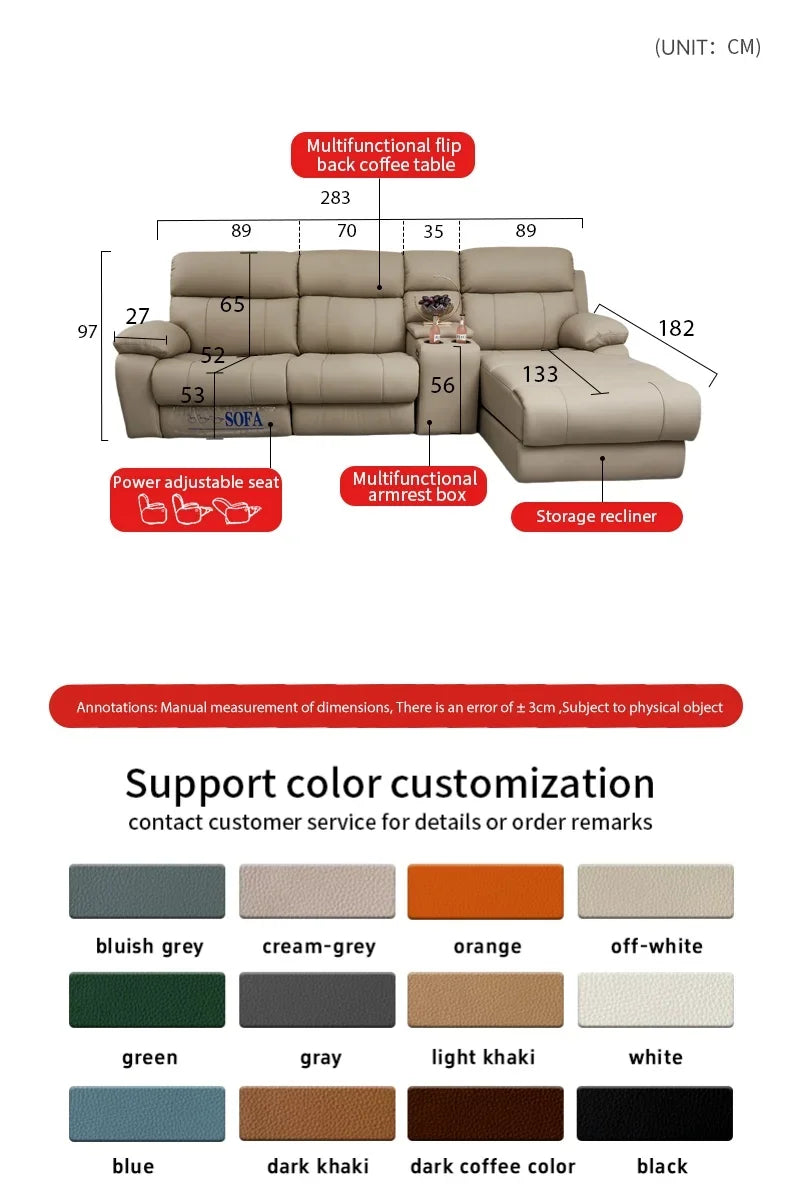 Modern Italian Living Room Sofas Modular Electric Recliner Sofa Bed Multi-functional Leather Minimalist Divano Room Furniture