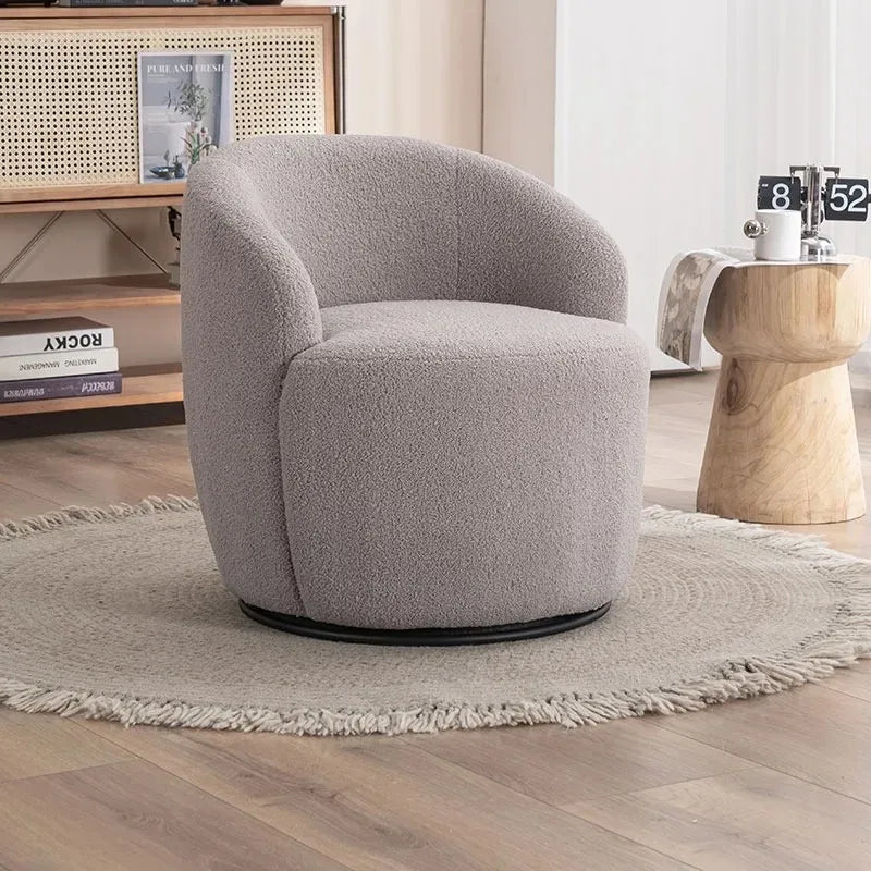 Best-Selling Modern Light Luxury Fabric Single Leisure Chair Cream Bedroom Makeup Stool Lamb Fleece Single Swivel Sofa Chair