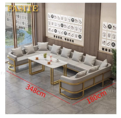 Linlamim Fabric Sofa Set Furniture Living Room Sofa Set with Desk and Stools / Big U Shape Cloth Couch Sofas for Home Furniture