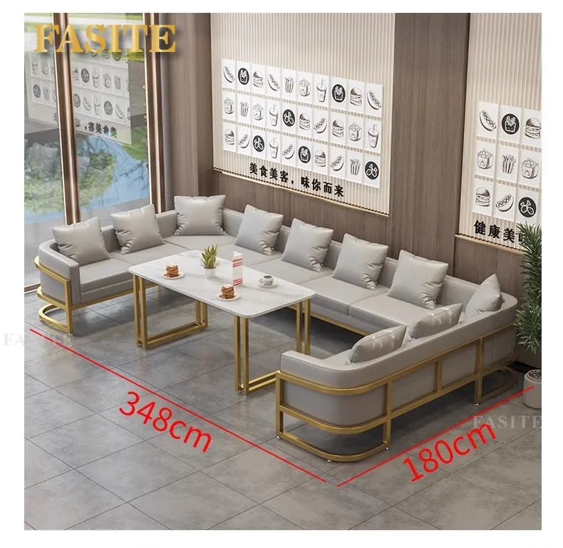 Linlamim Fabric Sofa Set Furniture Living Room Sofa Set with Desk and Stools / Big U Shape Cloth Couch Sofas for Home Furniture