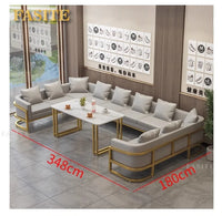 Linlamim Fabric Sofa Set Furniture Living Room Sofa Set with Desk and Stools / Big U Shape Cloth Couch Sofas for Home Furniture
