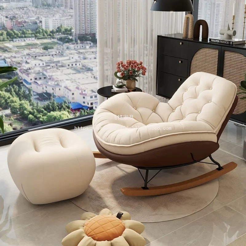 Lazy Sofa Rocking Chair Bedroom Lounge Chair Carefree Adult Living Room Single Balcony Leisure Rocking Chair Recliner Chairs