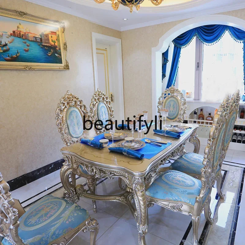 ssK178 A55 Palace French Rococo dining table and chair combination 1.9M European-style villa classical dining table luxury custo