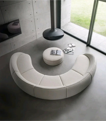 Sili Style Living Room Moon Faux Leather Fabric Nordic Designer Semi-Arc Light Luxury Cashew Curved Sofa living room furniture