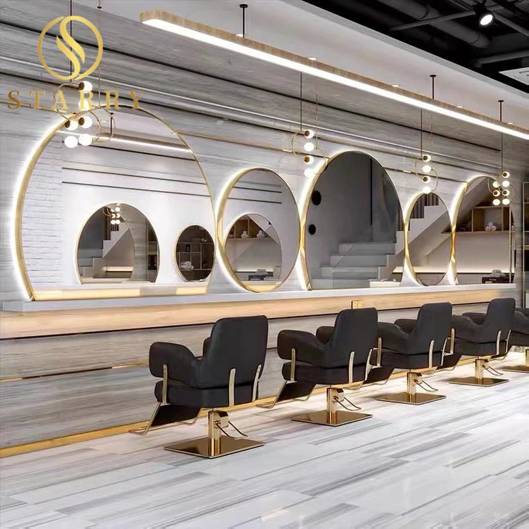 Customized Luxury Hair Salon Wall-mounted Mirror Modern Style Multi-shape Large Wall Mirror