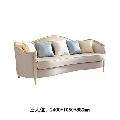 New American light luxury living room solid wood sofa coffee table combination European modern simple leather sofa model house