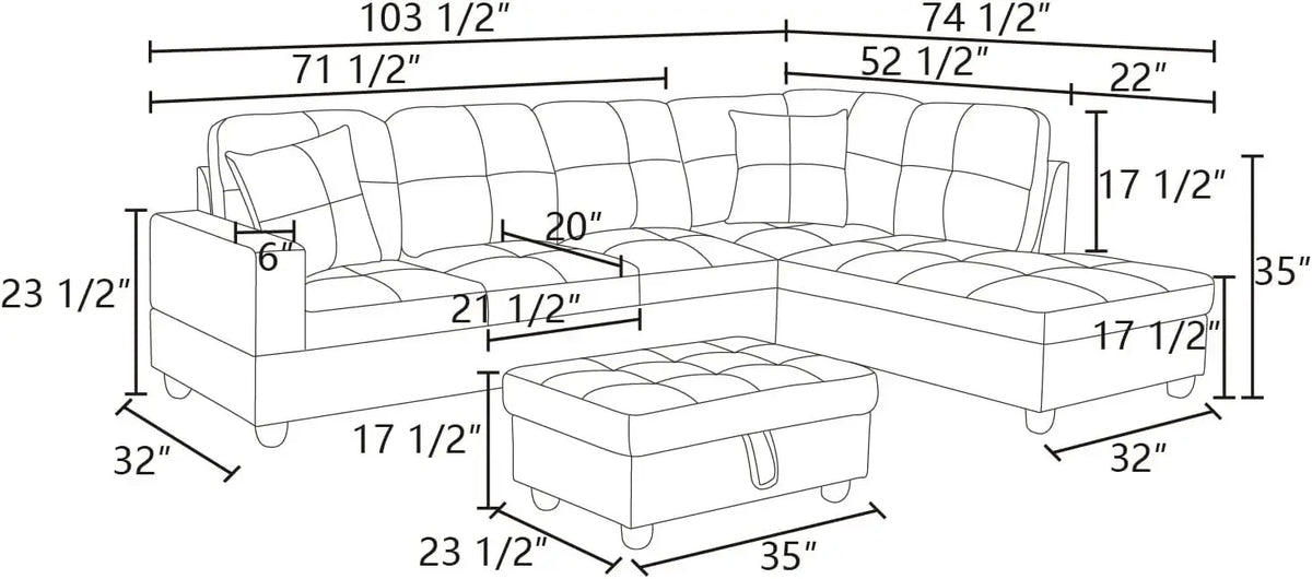 Sectional Couch for Living Room Furniture Sets,Black Leather Sectional Sofa L Shape Couch