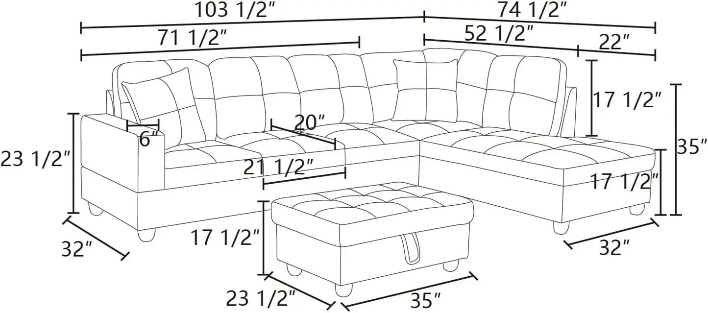 Sectional Couch for Living Room Furniture Sets,Black Leather Sectional Sofa L Shape Couch