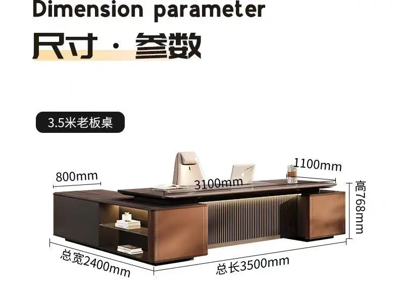 Boss Office President's Desk Light Luxury Advanced Sense Large Class Desk Furniture Chairperson's Office Desk And Chair Combinat
