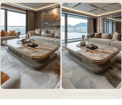 Light luxury modern coffee table microcrystalline stone high-end home high-end new living room villa marble lengthening