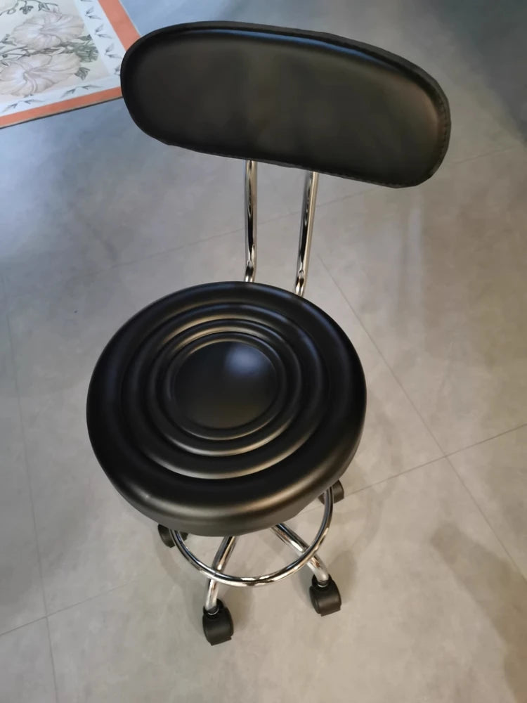 PU Leather Modern Rolling Stool Low Back Height Adjustable Work Salon Drafting Swivel Task Chair with Footrest