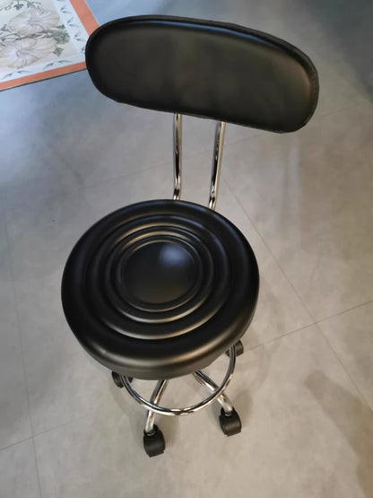 PU Leather Modern Rolling Stool Low Back Height Adjustable Work Salon Drafting Swivel Task Chair with Footrest