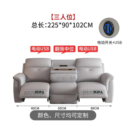 Comfort Electric Recliner Sofa Leather Sectional Genuine Retractable Combined Couch Bed Convertible Divano Letto Furnitures