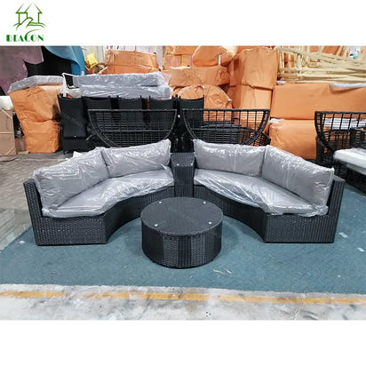 Terrace Semicircular C Modular Lounge Set Aluminum Outdoor Furniture Modern Luxury Garden Combination Rattan Sofa Set