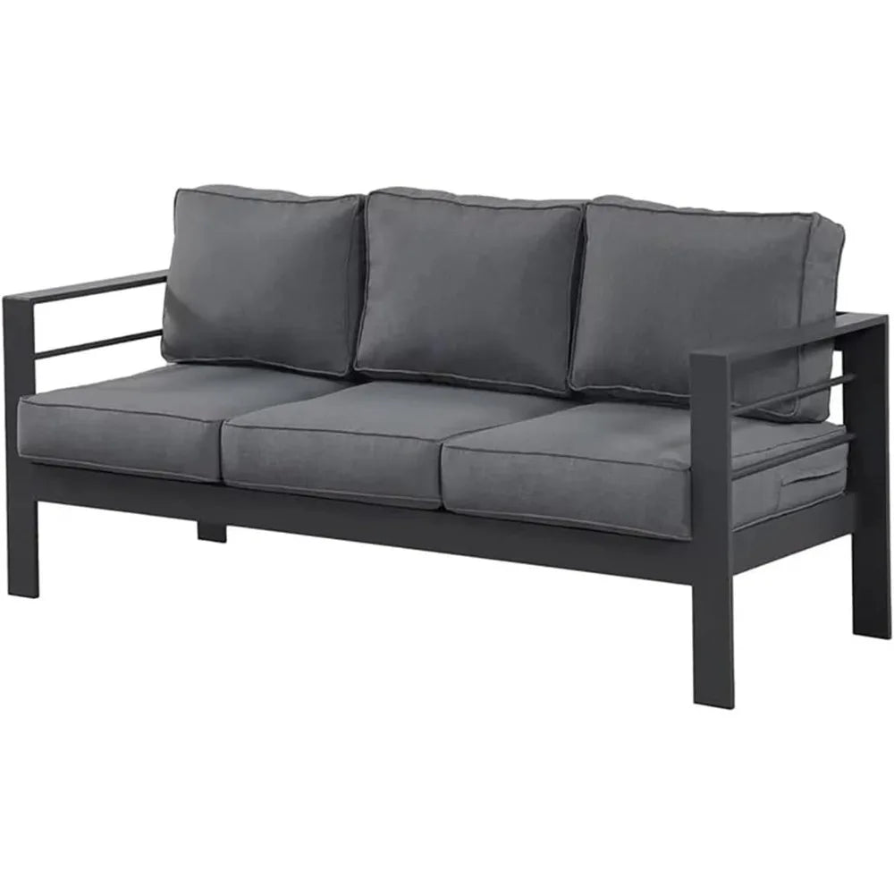 Outdoor Couch Aluminum Patio Furniture Sofa, 3 Seat All-Weather Metal Patio Couch with 5