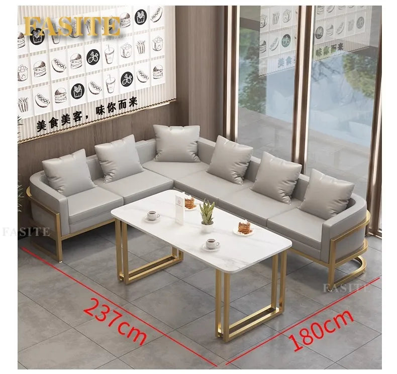 Linlamim Fabric Sofa Set Furniture Living Room Sofa Set with Desk and Stools / Big U Shape Cloth Couch Sofas for Home Furniture
